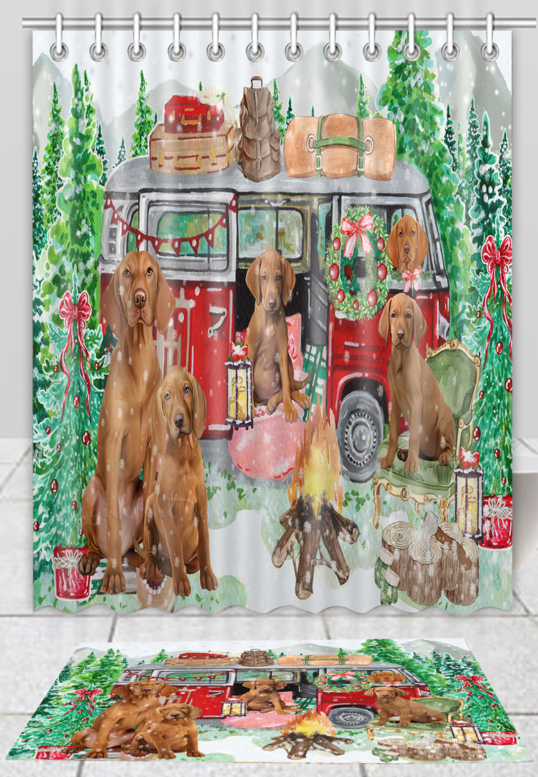 Vizsla Hundebadematte & Duschvorhang Set Weihnachten personalisiert viele Designs neu mit Etikett - Bild 18 von 24