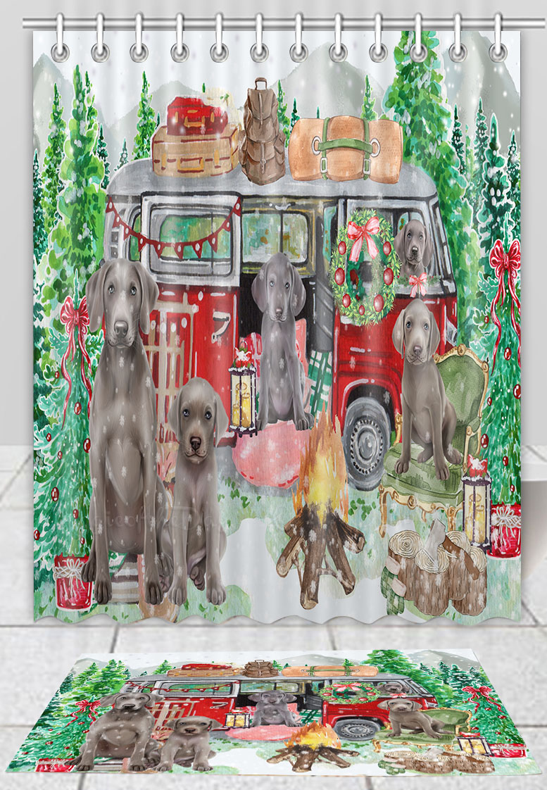 Weimaraner Set Tappetino Bagno e Tenda Doccia per Cani Natale Disegni Personalizzati Nuovo con etichette - Foto 18 di 24