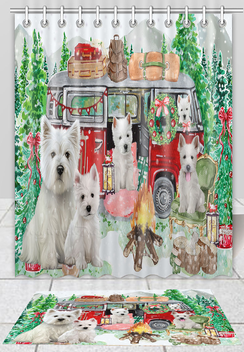 West Highland Terrier Dog Bath Mat & Shower Curtain Christmas Personalized NWT - Picture 18 of 24