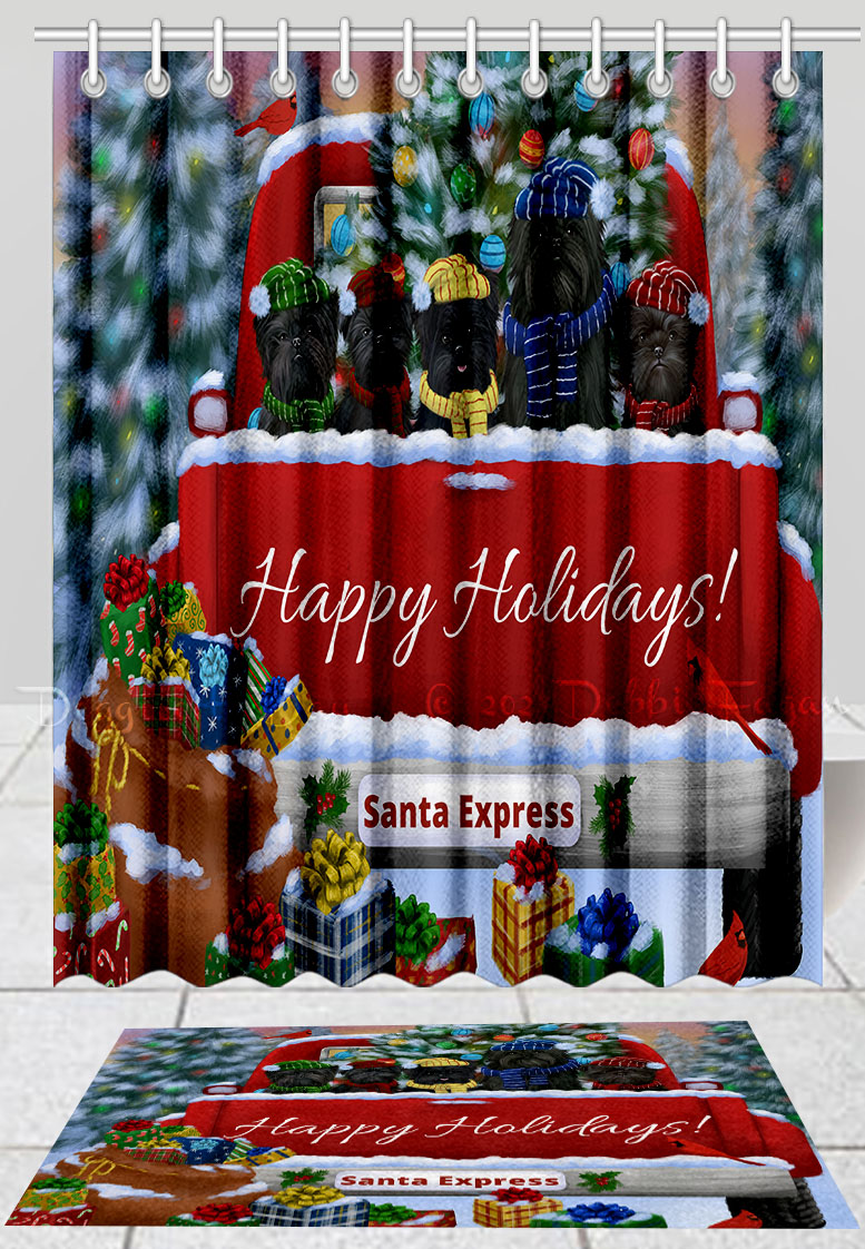 Affenpinscher Dog Bath Mat & Shower Curtain Set Christmas Personalized NWT - Picture 11 of 23