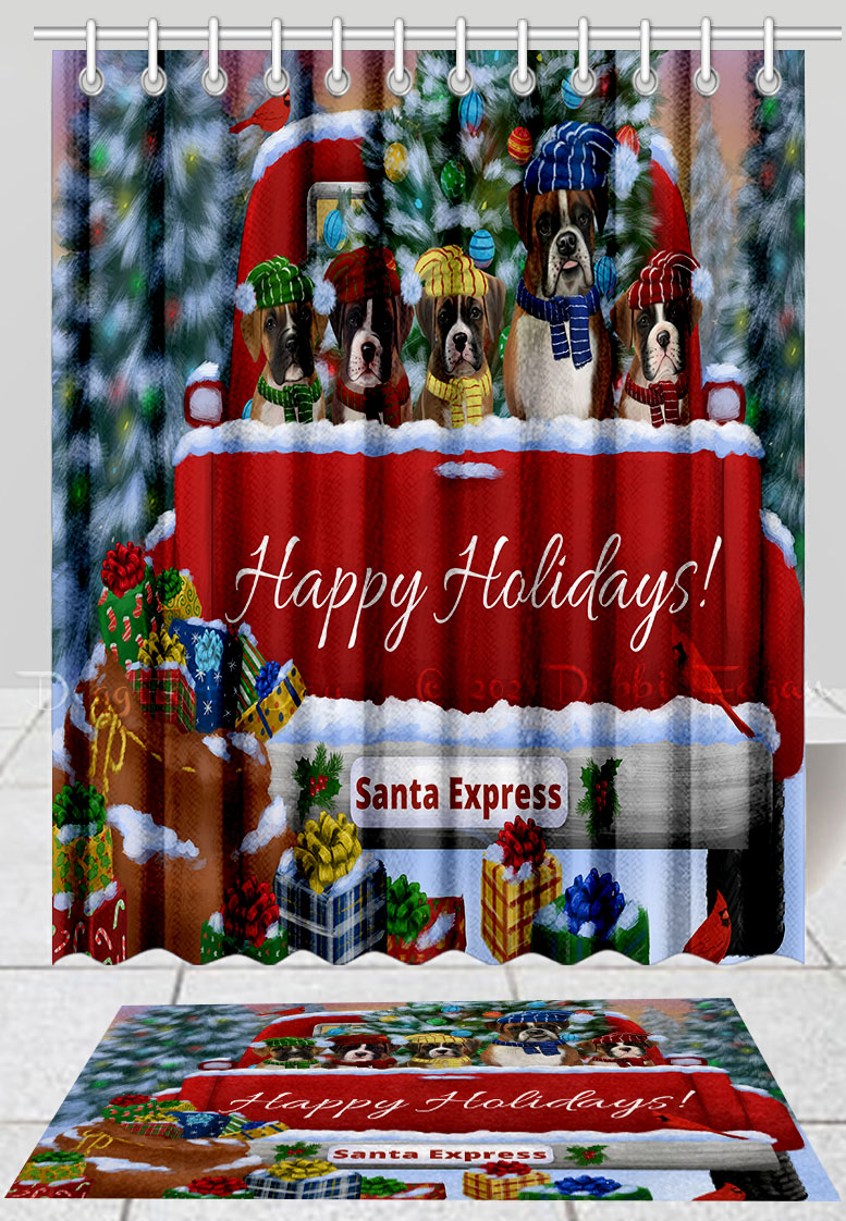 Boxer Hund Badematte & Duschvorhang Set Weihnachten personalisiert viele Designs neu mit Etikett - Bild 11 von 24