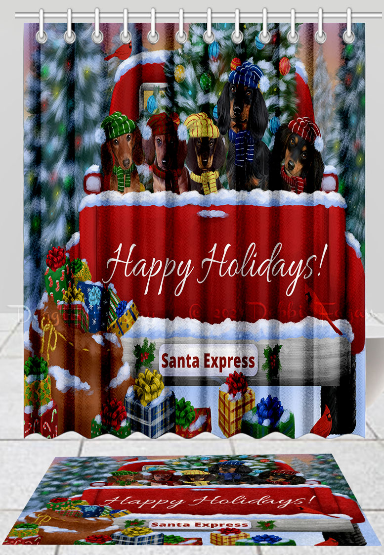 Dackel Hundebadematte & Duschvorhang Set Weihnachten personalisierte Designs Neu mit Etikett - Bild 11 von 23
