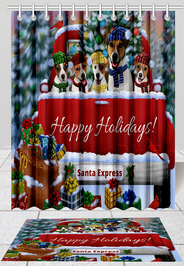 Jack Russell Dog Bath Mat & Shower Curtain Set Christmas Personalized Design NWT - Picture 11 of 22