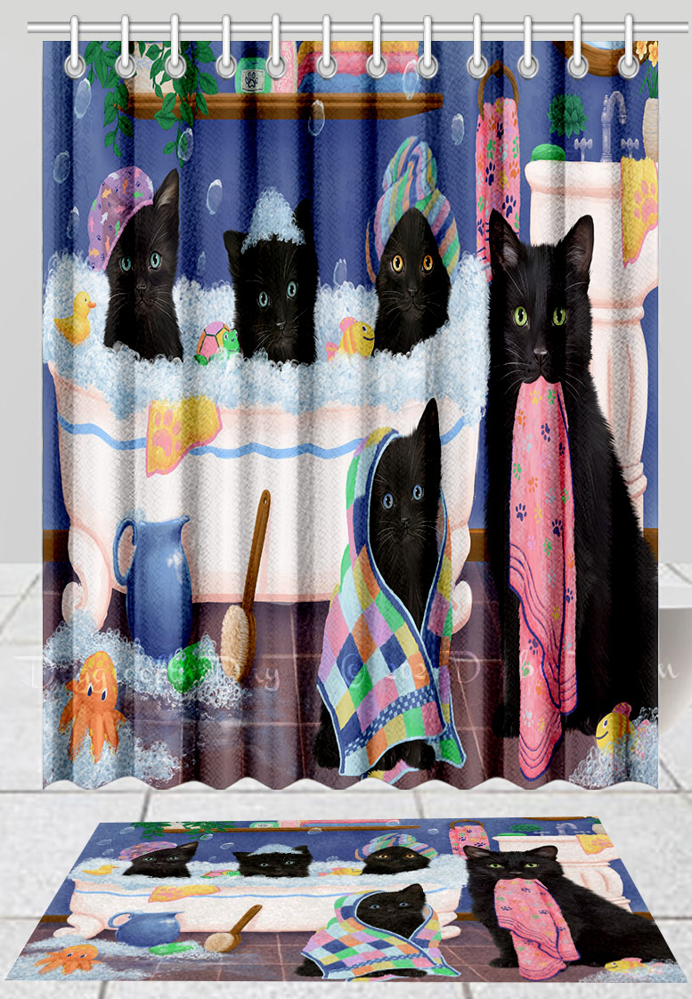 Black Cat Bath Mat & Shower Curtain Set Personalized Many Designs NWT - Picture 16 of 19