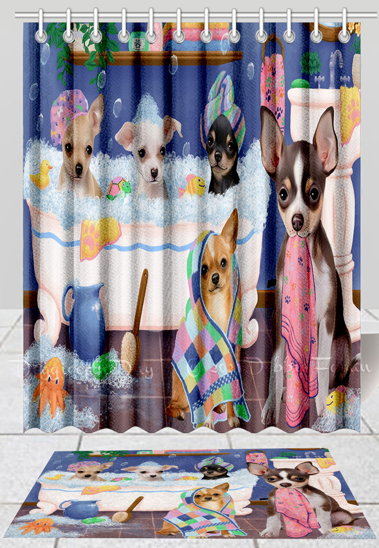 Chihuahua Dog Bath Mat & Shower Curtain Set Personalized Many Designs NWT - Picture 16 of 19