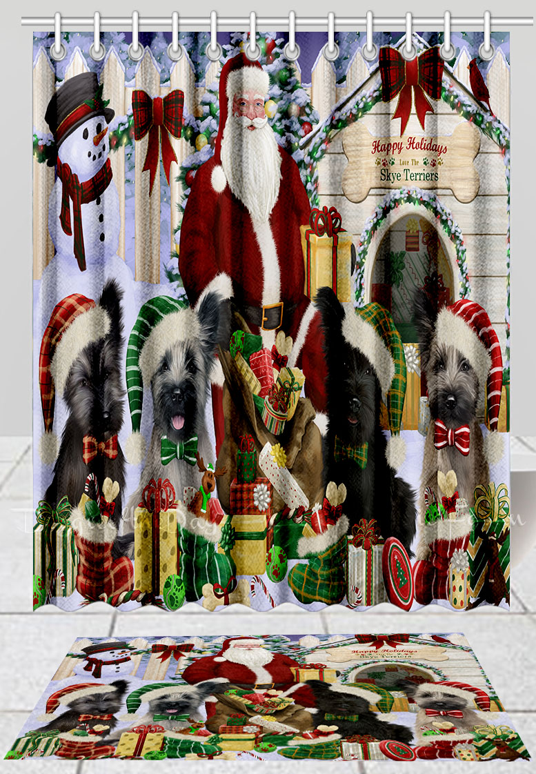 Skye Terrier Hund Badematte & Duschvorhang Set Weihnachten personalisiertes Design neu mit Etikett - Bild 18 von 20