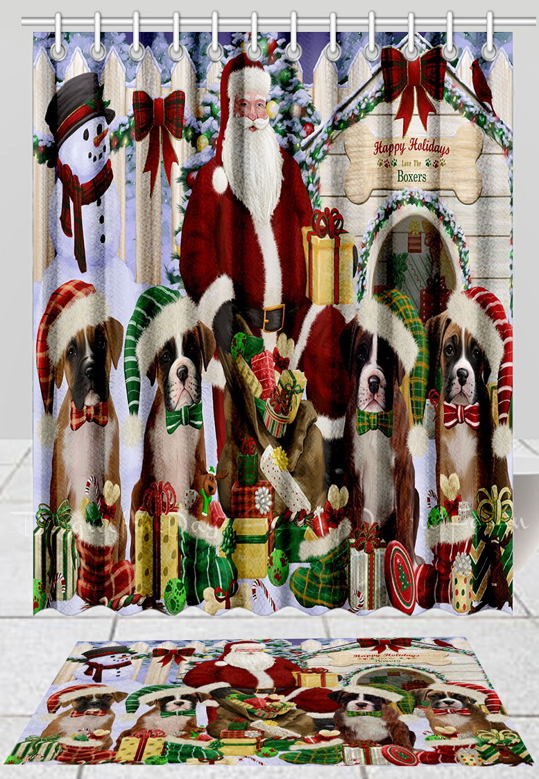 Boxer Hund Badematte & Duschvorhang Set Weihnachten personalisiert viele Designs neu mit Etikett - Bild 21 von 24