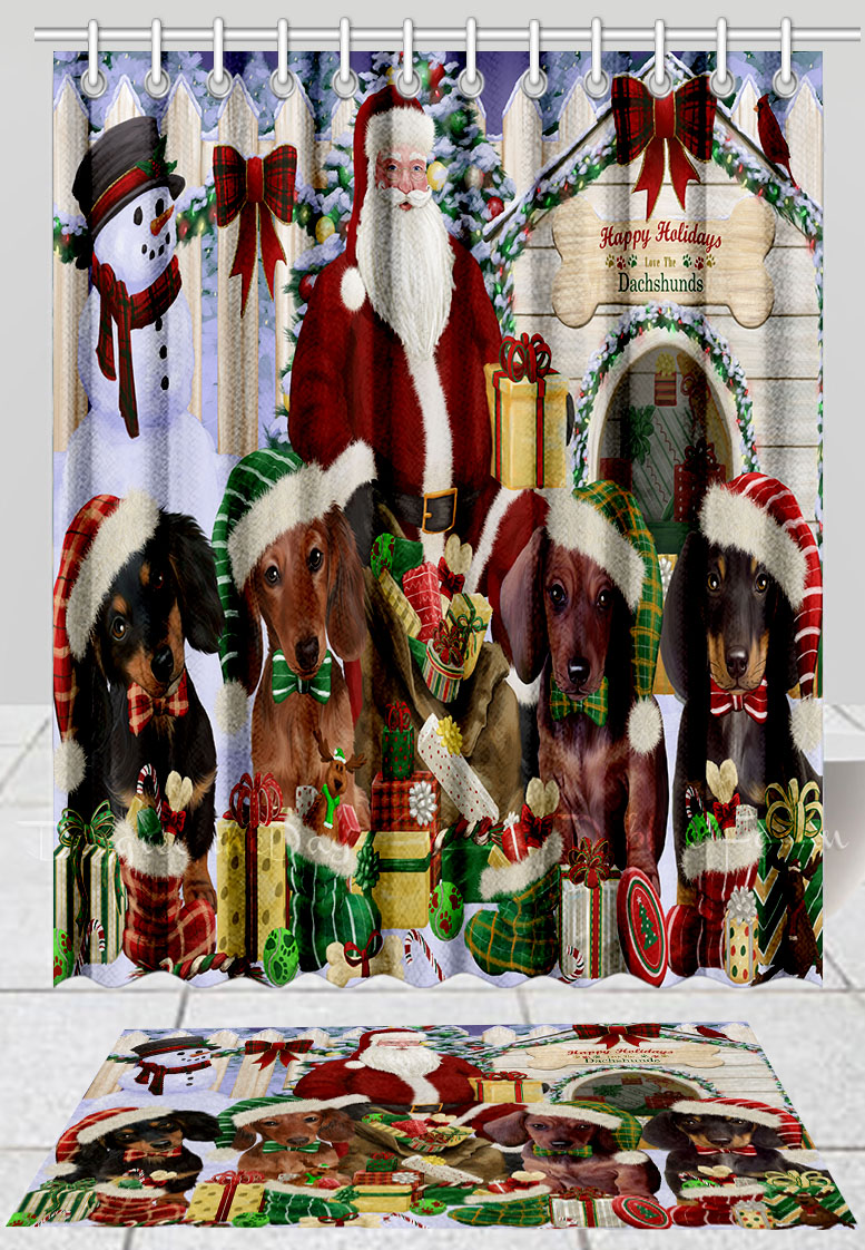 Dackel Hundebadematte & Duschvorhang Set Weihnachten personalisierte Designs Neu mit Etikett - Bild 21 von 23
