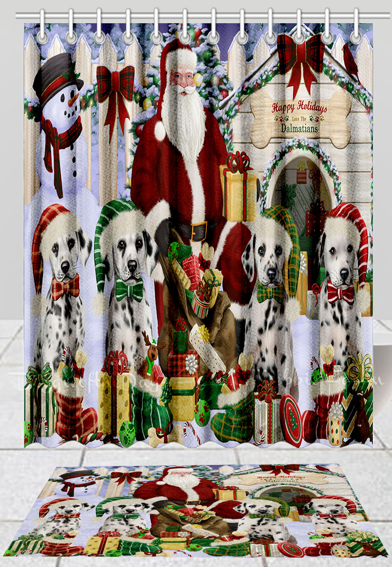 Dalmatian Dog Bath Mat & Shower Curtain Set Christmas Personalized Designs NWT - Picture 22 of 24