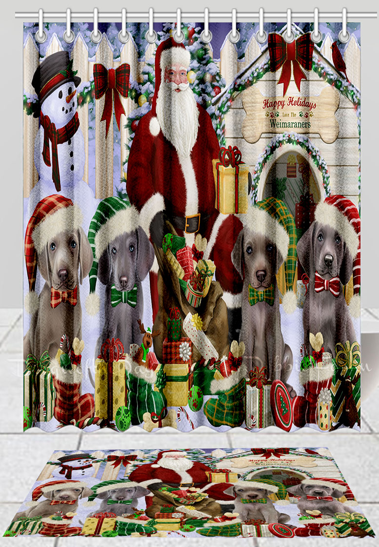 Weimaraner Set Tappetino Bagno e Tenda Doccia per Cani Natale Disegni Personalizzati Nuovo con etichette - Foto 21 di 24