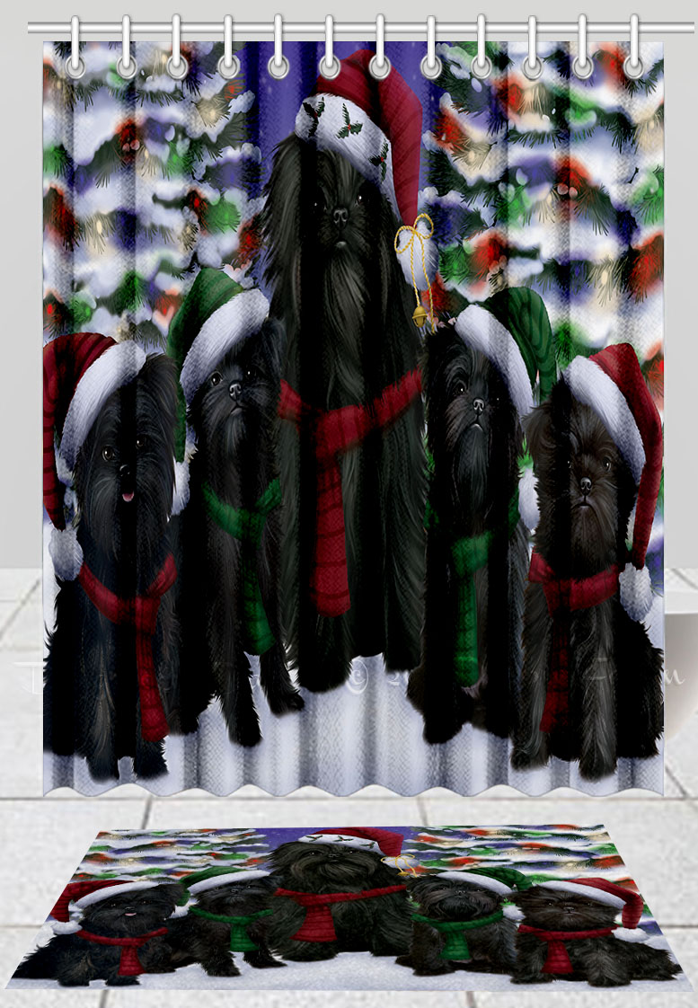 Affenpinscher Dog Bath Mat & Shower Curtain Set Christmas Personalized NWT - Picture 12 of 23