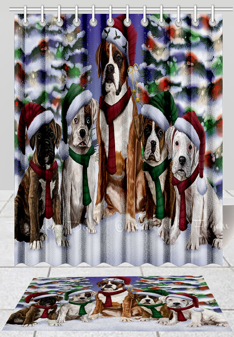 Boxer Hund Badematte & Duschvorhang Set Weihnachten personalisiert viele Designs neu mit Etikett - Bild 12 von 24