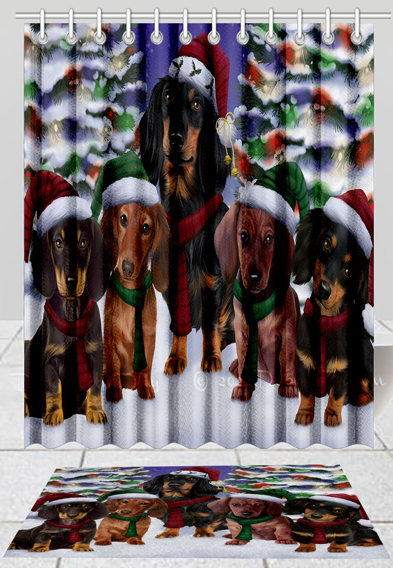 Dackel Hundebadematte & Duschvorhang Set Weihnachten personalisierte Designs Neu mit Etikett - Bild 12 von 23