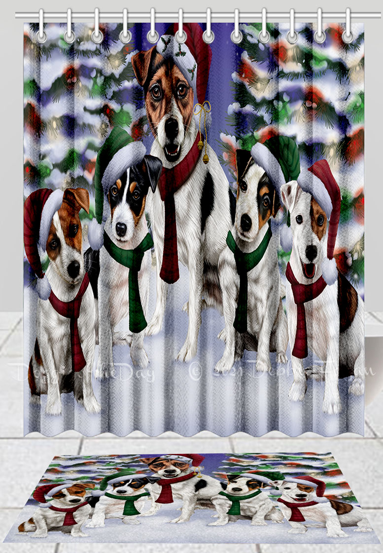 Jack Russell Dog Bath Mat & Shower Curtain Set Christmas Personalized Design NWT - Picture 12 of 22