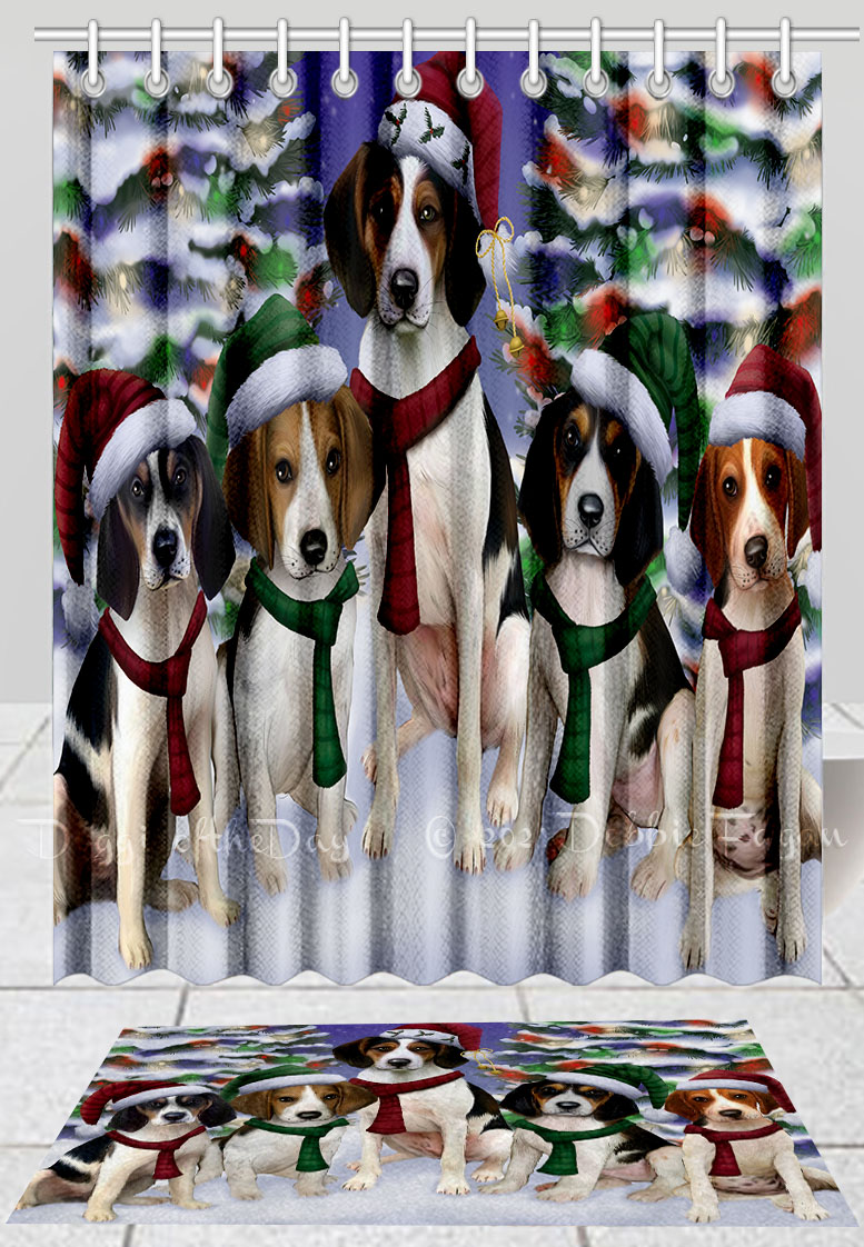 Treeing Walker Coonhound Dog Bath Mat & Shower Curtain Christmas Personalize NWT - Picture 11 of 22