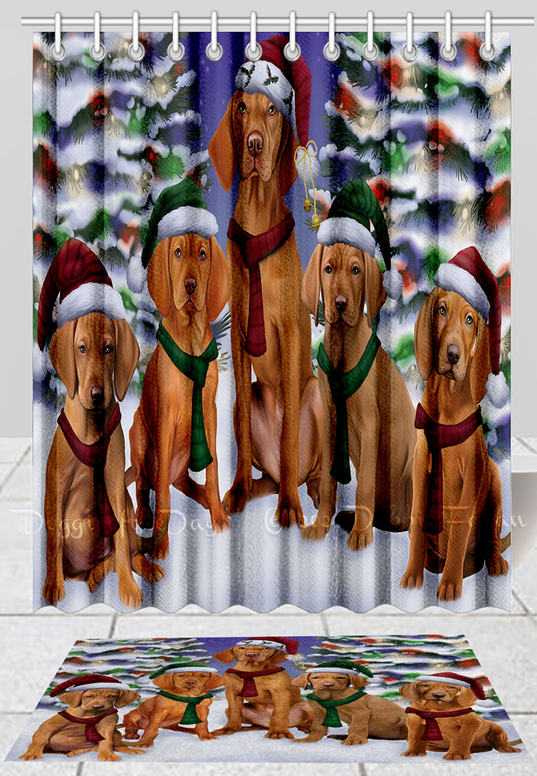 Vizsla Hundebadematte & Duschvorhang Set Weihnachten personalisiert viele Designs neu mit Etikett - Bild 11 von 24