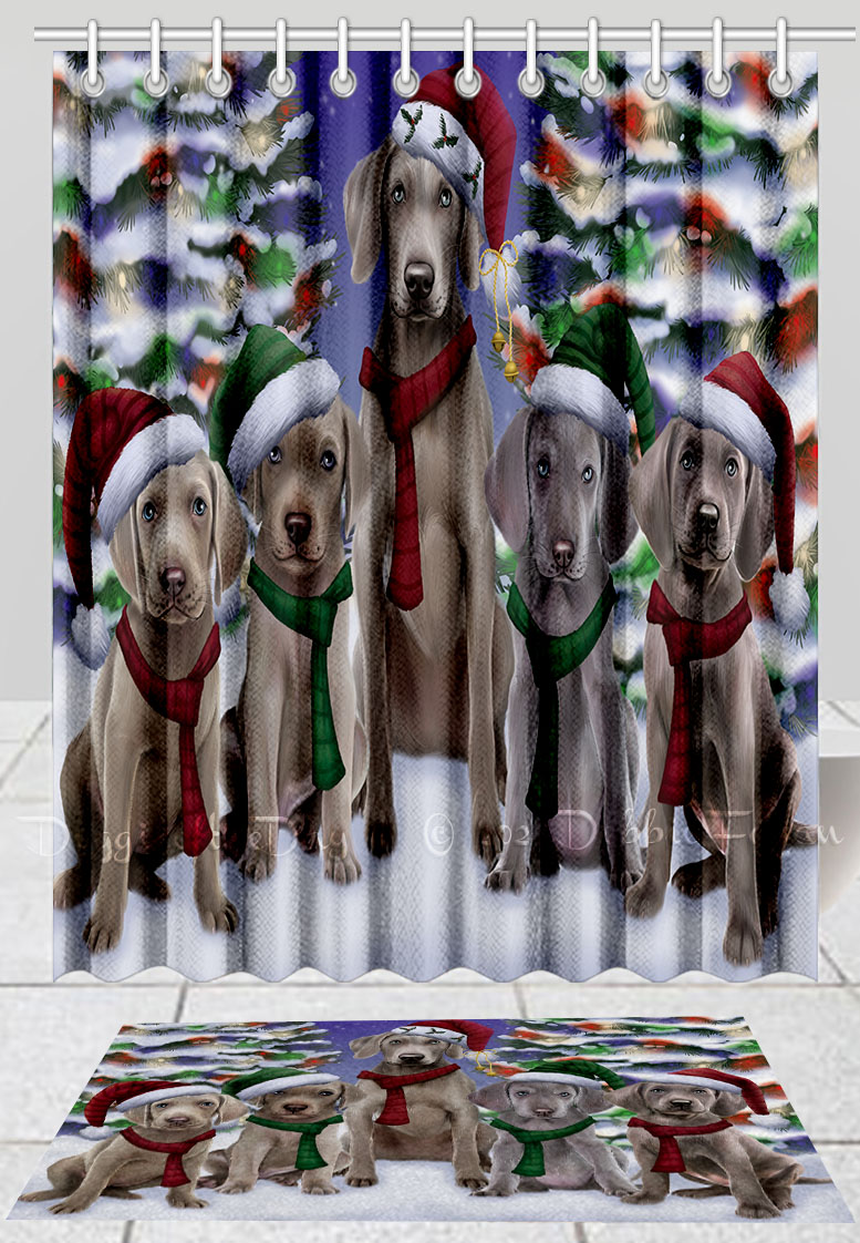 Weimaraner Set Tappetino Bagno e Tenda Doccia per Cani Natale Disegni Personalizzati Nuovo con etichette - Foto 11 di 24