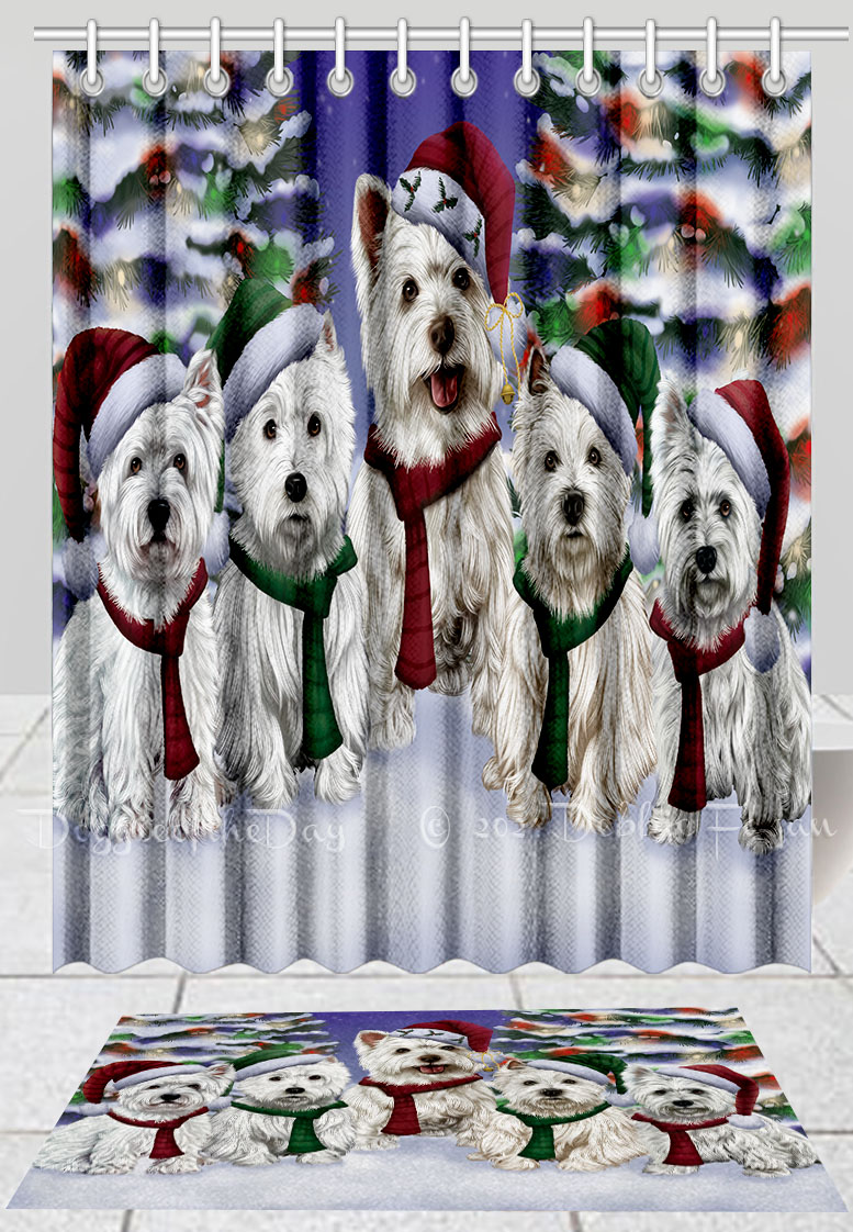 West Highland Terrier Dog Bath Mat & Shower Curtain Christmas Personalized NWT - Picture 11 of 24