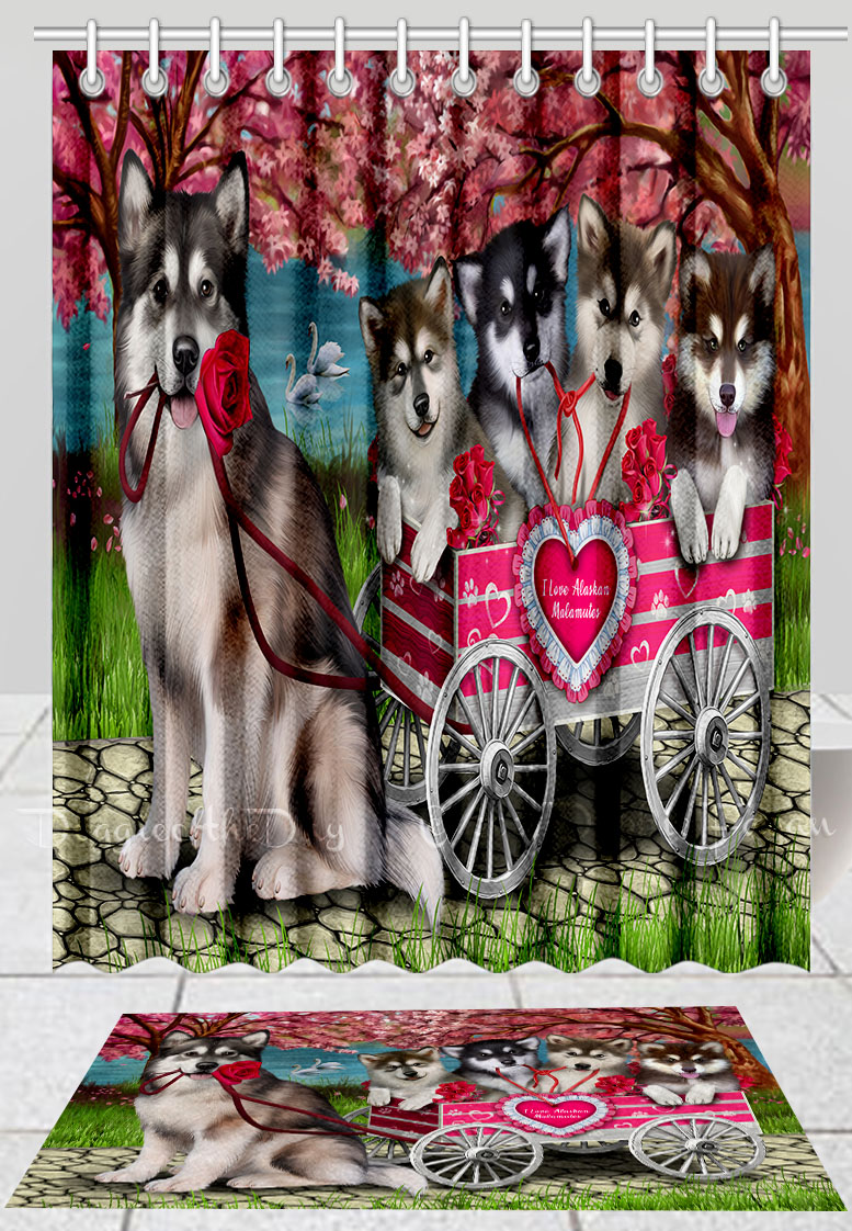 Alaskan Malamute Bath Mat & Shower Curtain Set Personalized Many Designs NWT - Picture 18 of 19