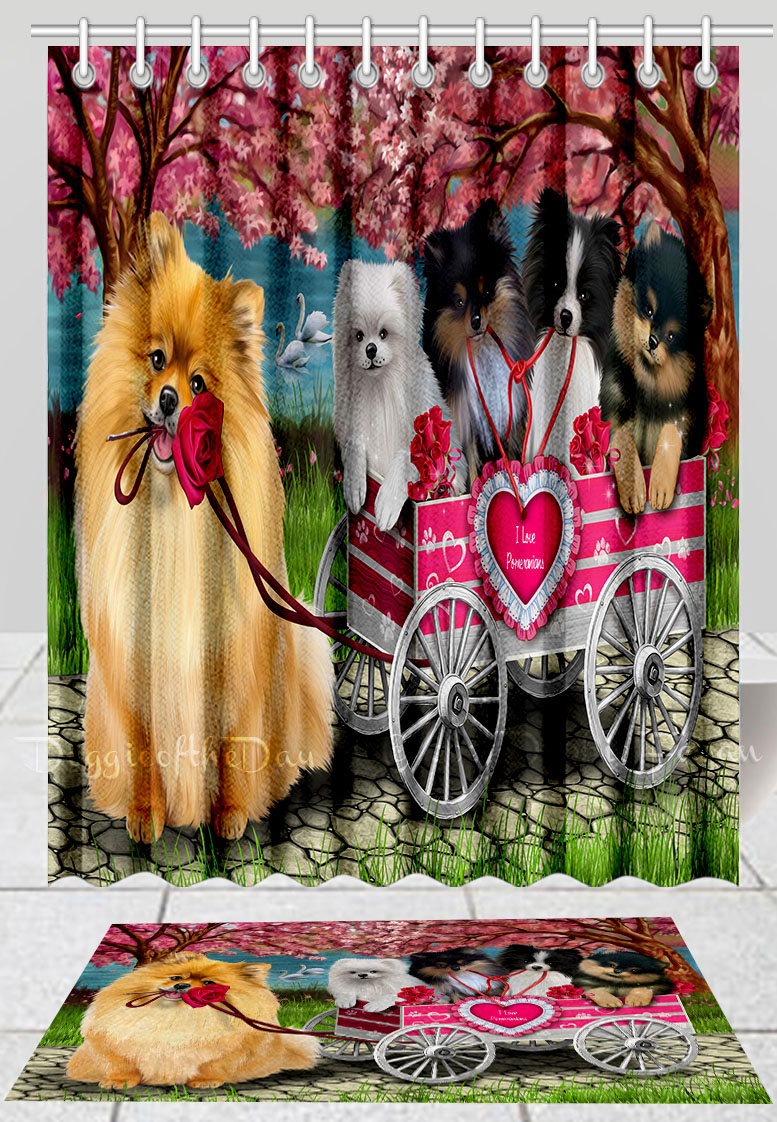 Pomeranian Dog Bath Mat & Shower Curtain Set Personalized Many Designs NWT - Picture 18 of 19