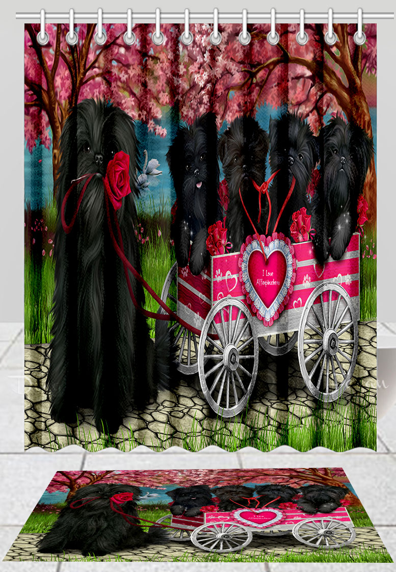 Affenpinscher Dog Bath Mat & Shower Curtain Set Personalized Many Designs NWT - Picture 18 of 21