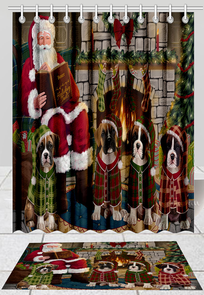 Boxer Hund Badematte & Duschvorhang Set Weihnachten personalisiert viele Designs neu mit Etikett - Bild 15 von 24