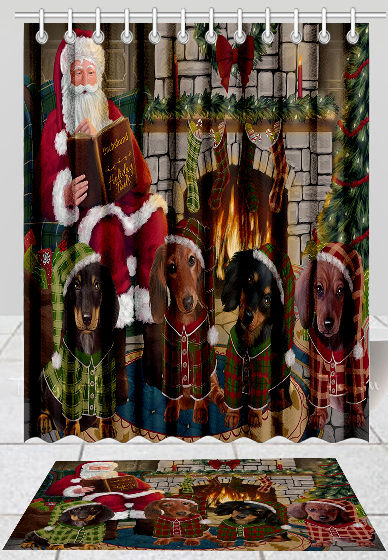 Dackel Hundebadematte & Duschvorhang Set Weihnachten personalisierte Designs Neu mit Etikett - Bild 15 von 23
