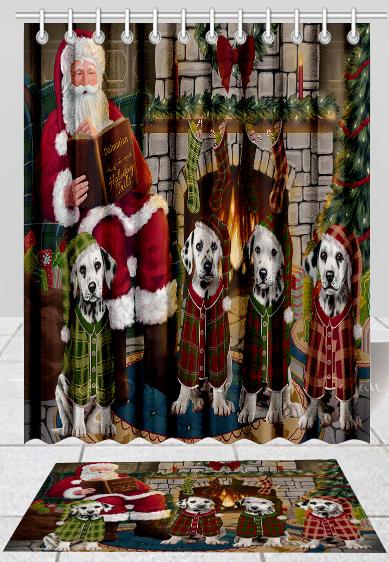 Dalmatian Dog Bath Mat & Shower Curtain Set Christmas Personalized Designs NWT - Picture 15 of 24