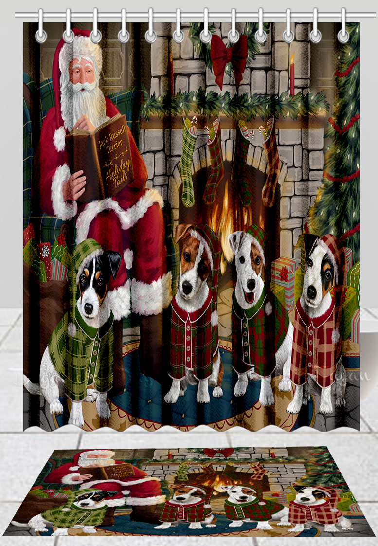 Jack Russell Dog Bath Mat & Shower Curtain Set Christmas Personalized Design NWT - Picture 14 of 22