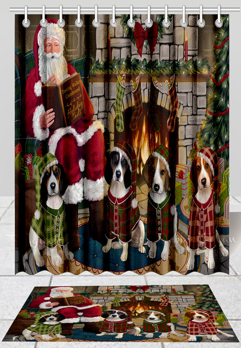 Treeing Walker Coonhound Dog Bath Mat & Shower Curtain Christmas Personalize NWT - Picture 13 of 22