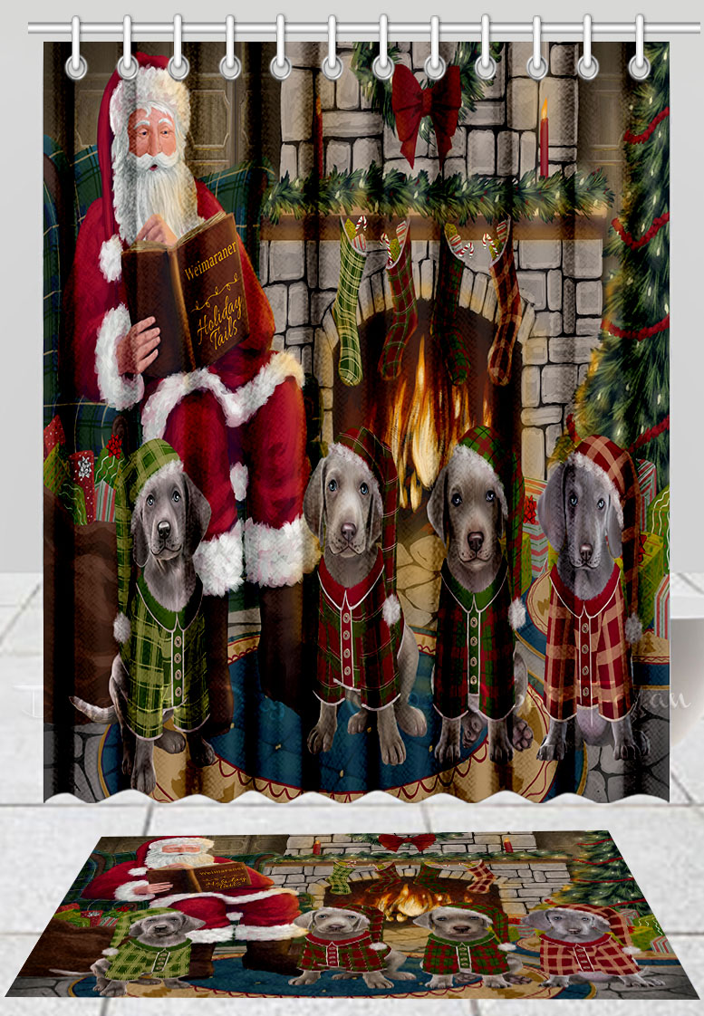 Weimaraner Set Tappetino Bagno e Tenda Doccia per Cani Natale Disegni Personalizzati Nuovo con etichette - Foto 14 di 24
