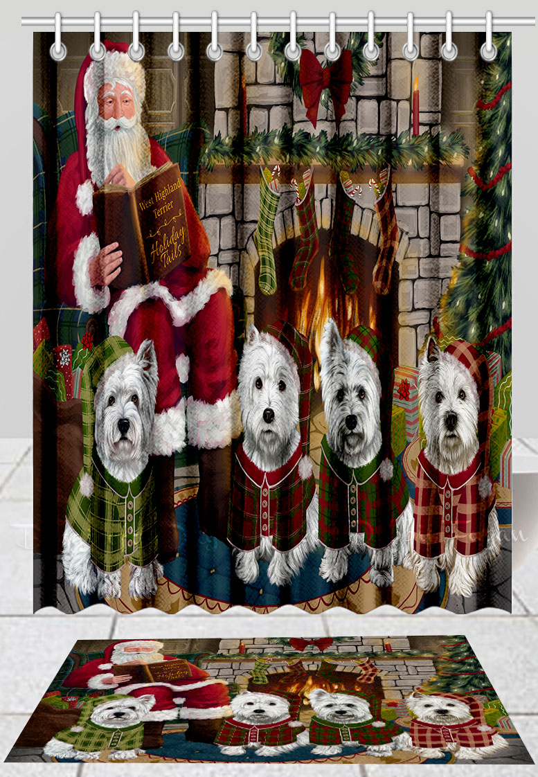 West Highland Terrier Dog Bath Mat & Shower Curtain Christmas Personalized NWT - Picture 14 of 24