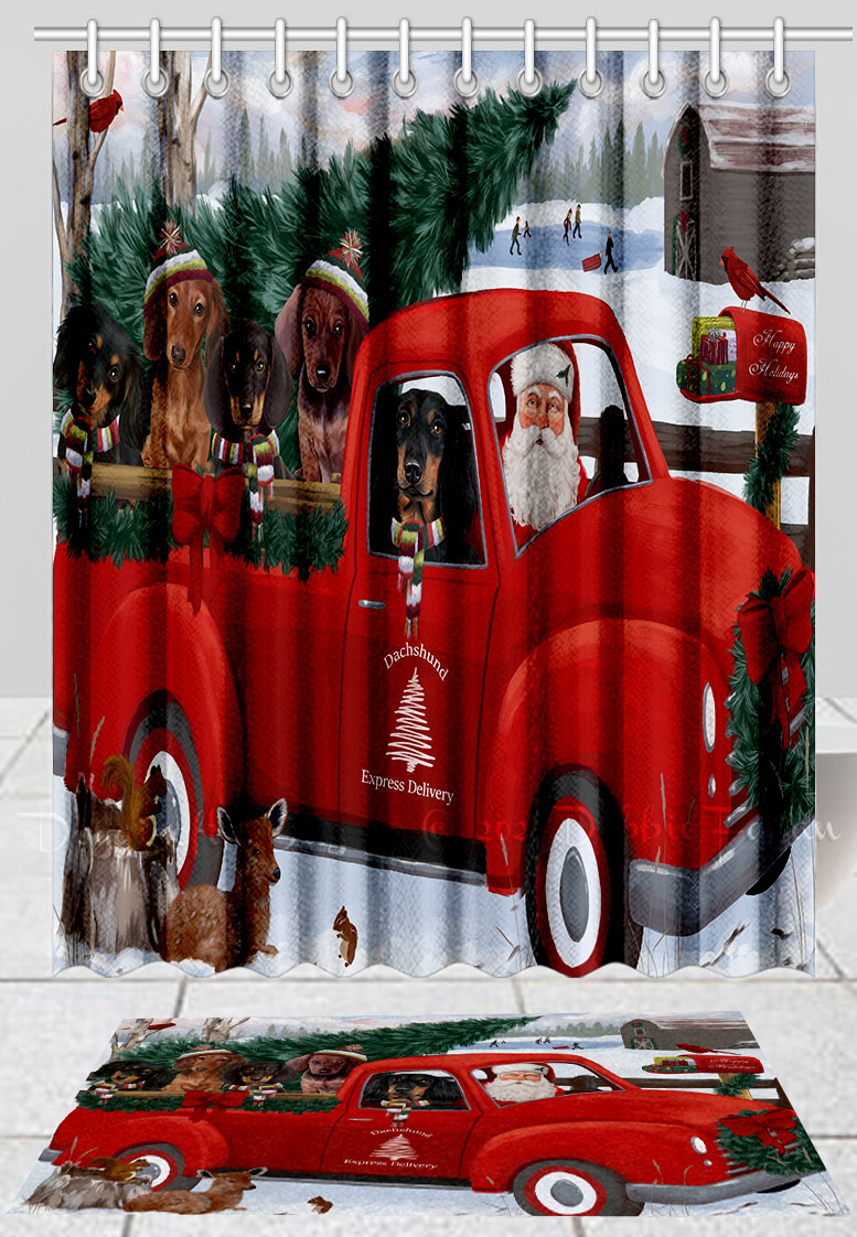 Dackel Hundebadematte & Duschvorhang Set Weihnachten personalisierte Designs Neu mit Etikett - Bild 23 von 23