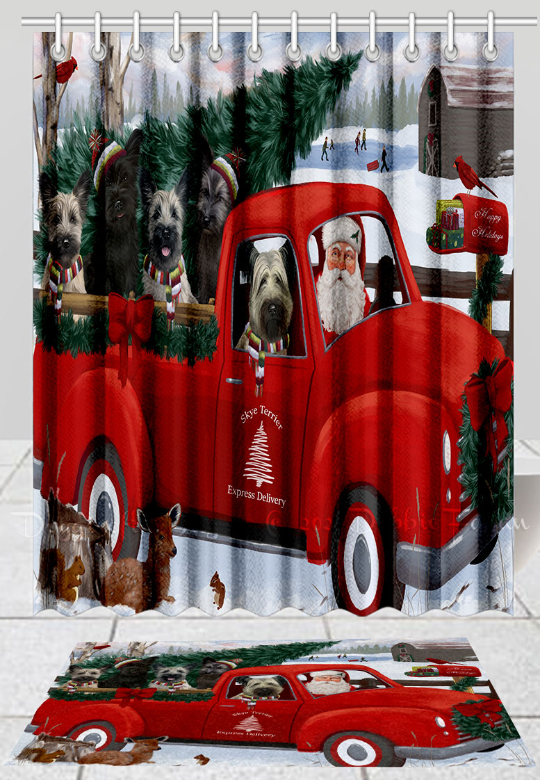 Skye Terrier Hund Badematte & Duschvorhang Set Weihnachten personalisiertes Design neu mit Etikett - Bild 19 von 20