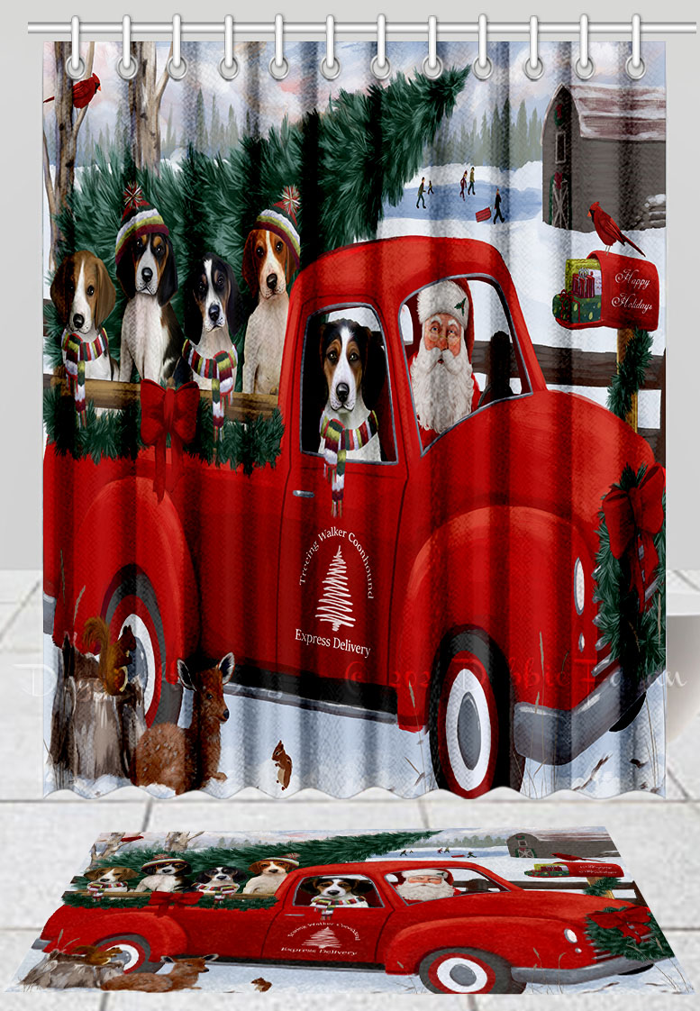 Treeing Walker Coonhound Dog Bath Mat & Shower Curtain Christmas Personalize NWT - Picture 21 of 22
