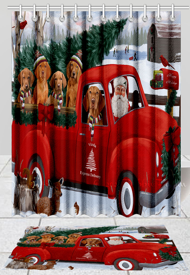 Vizsla Hundebadematte & Duschvorhang Set Weihnachten personalisiert viele Designs neu mit Etikett - Bild 23 von 24