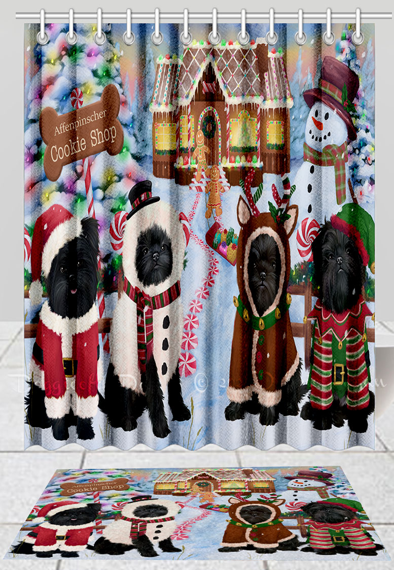 Affenpinscher Dog Bath Mat & Shower Curtain Set Christmas Personalized NWT - Picture 13 of 23