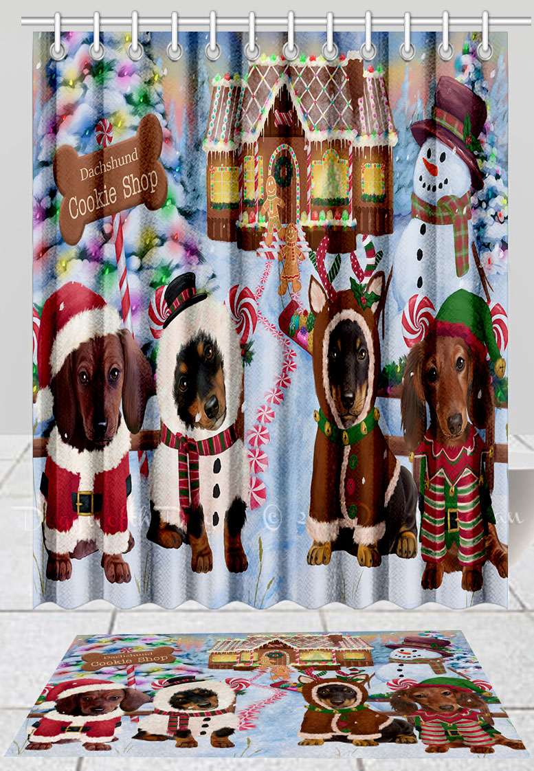 Dackel Hundebadematte & Duschvorhang Set Weihnachten personalisierte Designs Neu mit Etikett - Bild 14 von 23