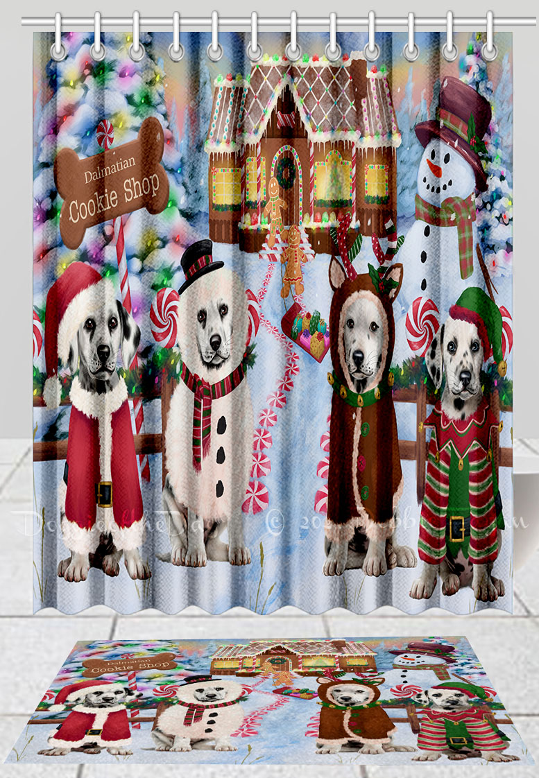 Dalmatian Dog Bath Mat & Shower Curtain Set Christmas Personalized Designs NWT - Picture 14 of 24