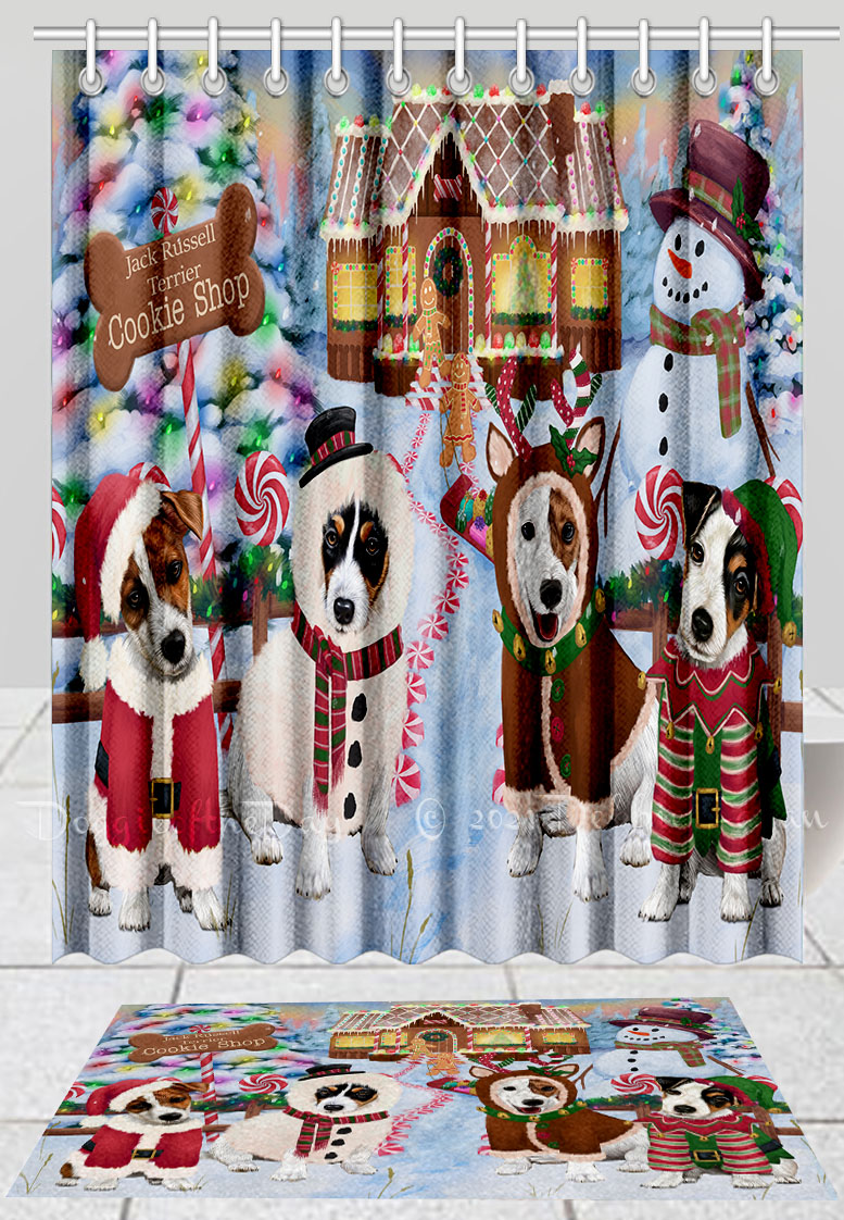 Jack Russell Dog Bath Mat & Shower Curtain Set Christmas Personalized Design NWT - Picture 13 of 22