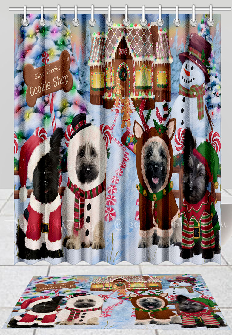 Skye Terrier Hund Badematte & Duschvorhang Set Weihnachten personalisiertes Design neu mit Etikett - Bild 12 von 20