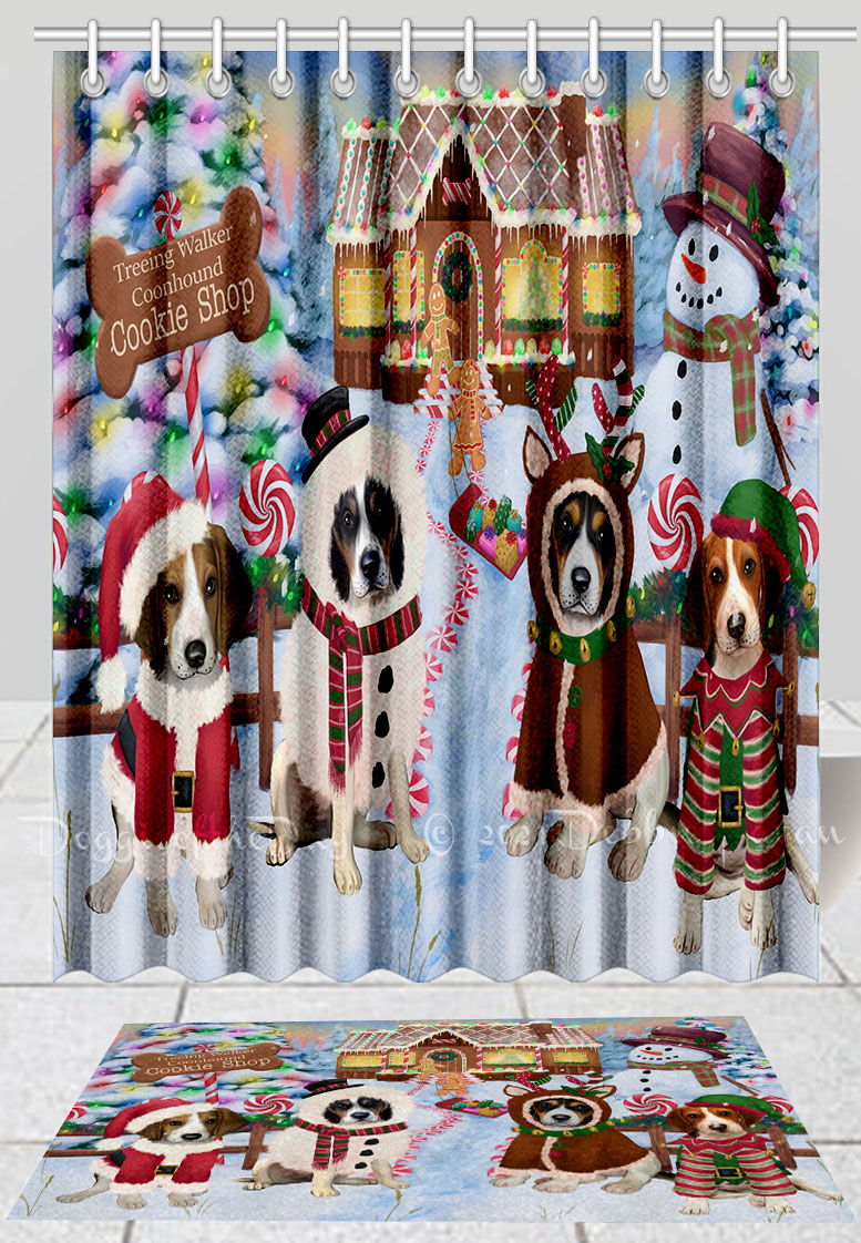 Treeing Walker Coonhound Dog Bath Mat & Shower Curtain Christmas Personalize NWT - Picture 12 of 22