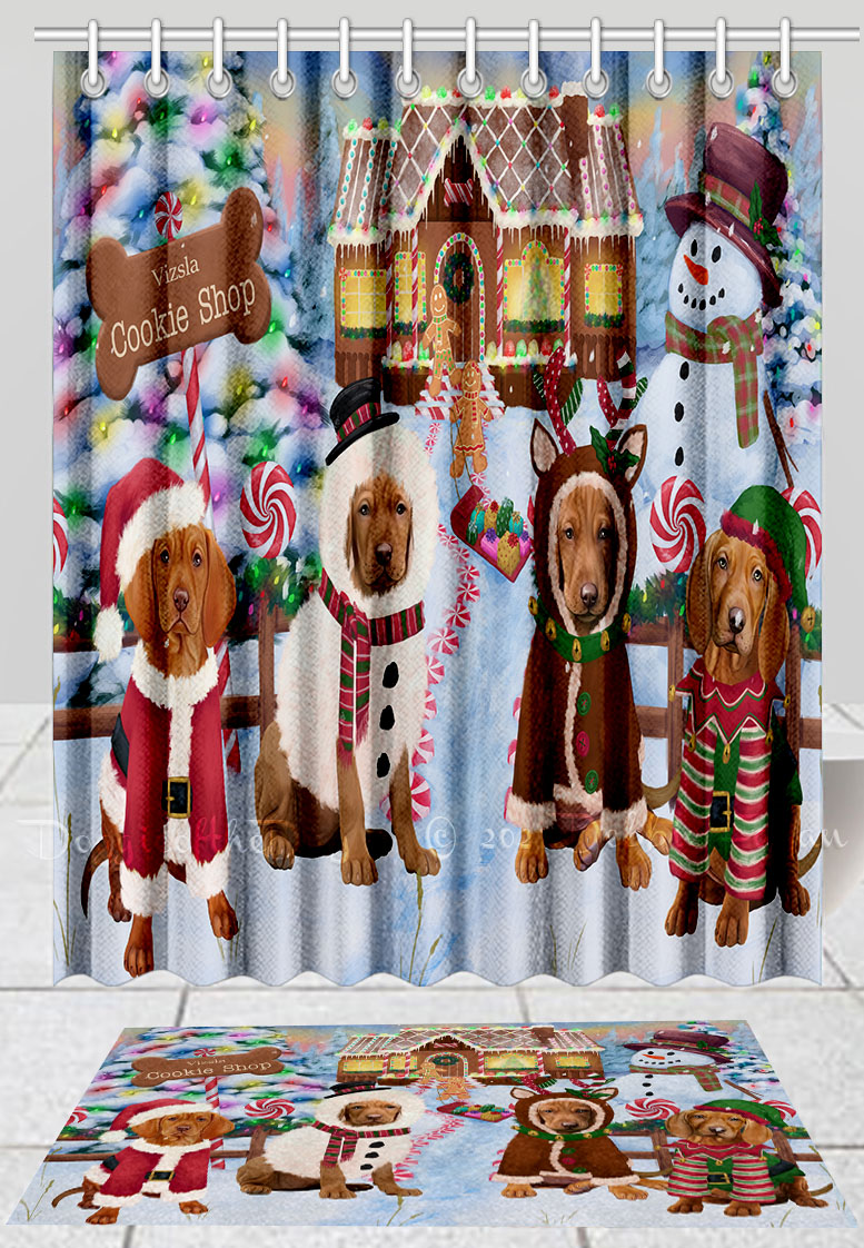 Vizsla Hundebadematte & Duschvorhang Set Weihnachten personalisiert viele Designs neu mit Etikett - Bild 13 von 24