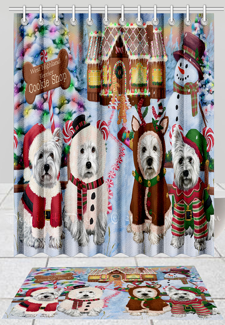 West Highland Terrier Dog Bath Mat & Shower Curtain Christmas Personalized NWT - Picture 13 of 24