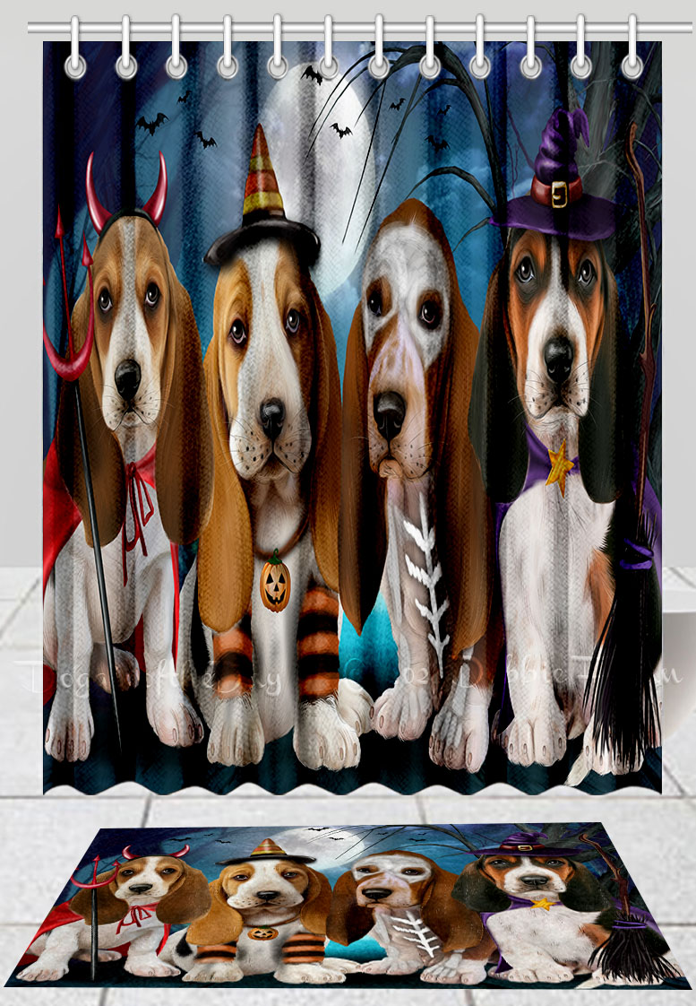 Halloween Basset Hound Hund Badematte & Duschvorhang Kombi Badewanne Bildschirme Matte - Bild 8 von 11