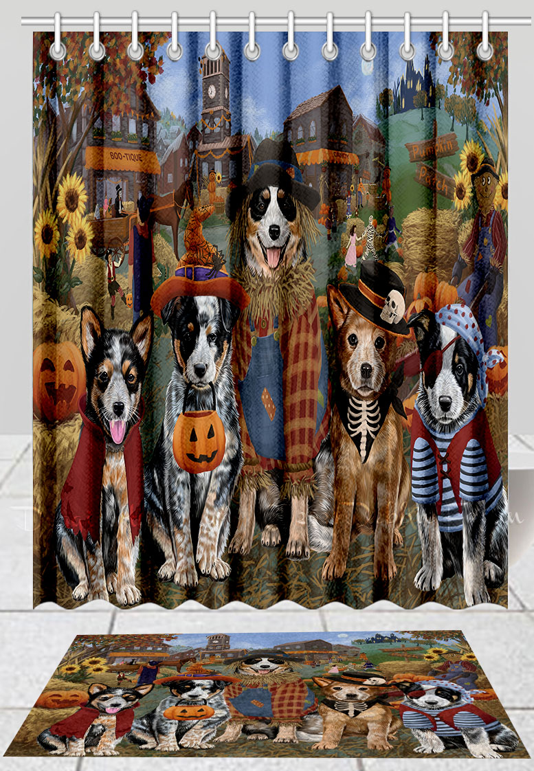 Halloween Australian Cattle Hund Badematte & Duschvorhang Combo Badewanne Bildschirme - Bild 11 von 13