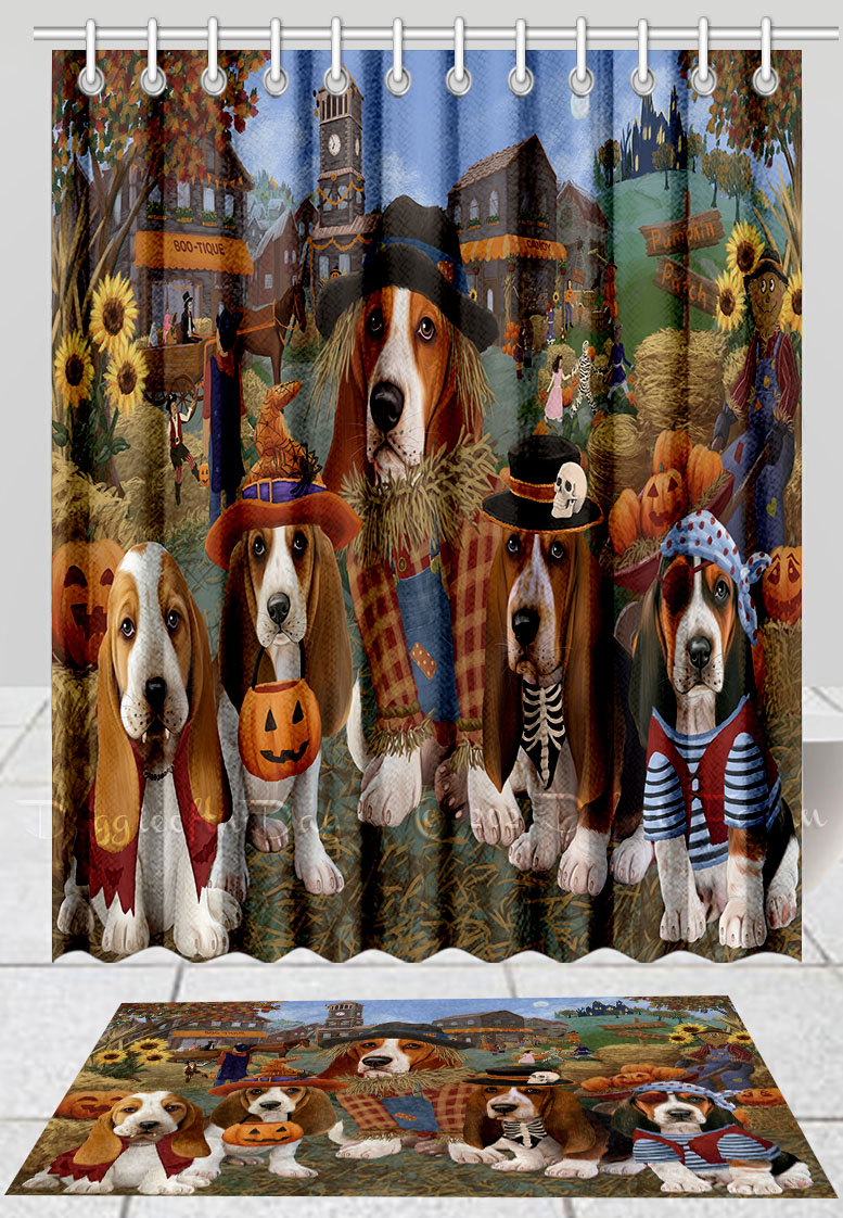 Halloween Basset Hound Hund Badematte & Duschvorhang Kombi Badewanne Bildschirme Matte - Bild 9 von 11