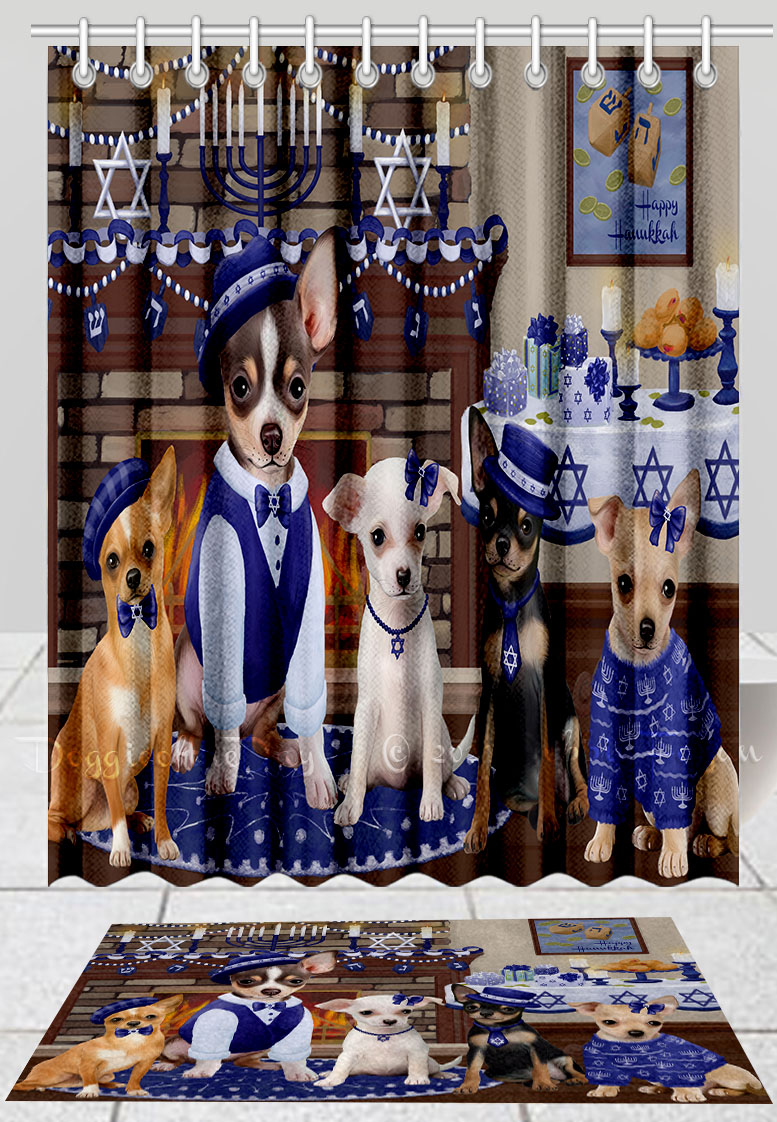 Chihuahua Dog Bath Mat & Shower Curtain Set Personalized Many Designs NWT - Picture 12 of 19