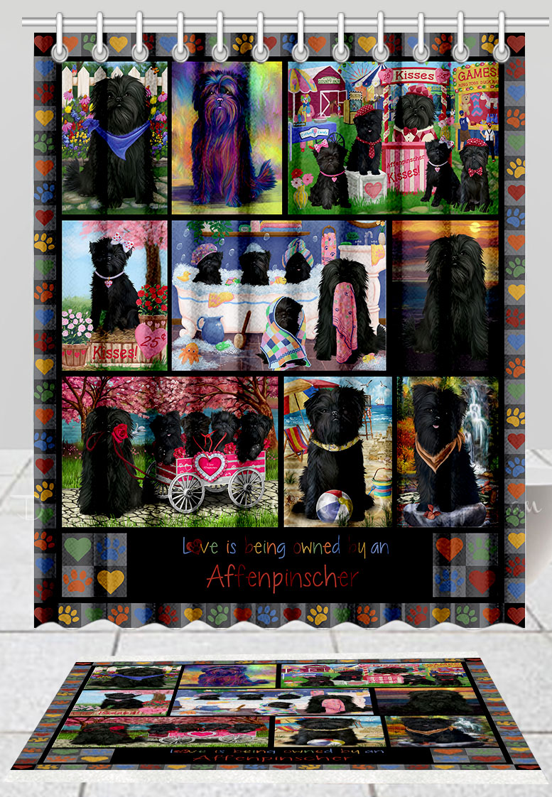Affenpinscher Dog Bath Mat & Shower Curtain Set Personalized Many Designs NWT - Picture 13 of 21