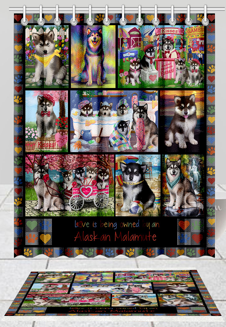 Alaskan Malamute Bath Mat & Shower Curtain Set Personalized Many Designs NWT - Picture 13 of 19